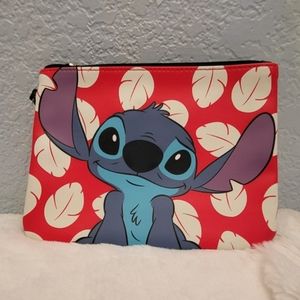 Lilo & Stitch Palm Leaf Red Makeup Cosmetic Bag Clutch Wristlet